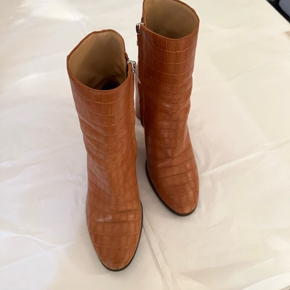 Brielle Croc-Embossed Leather Ankle Boots - Picture 2 of 6